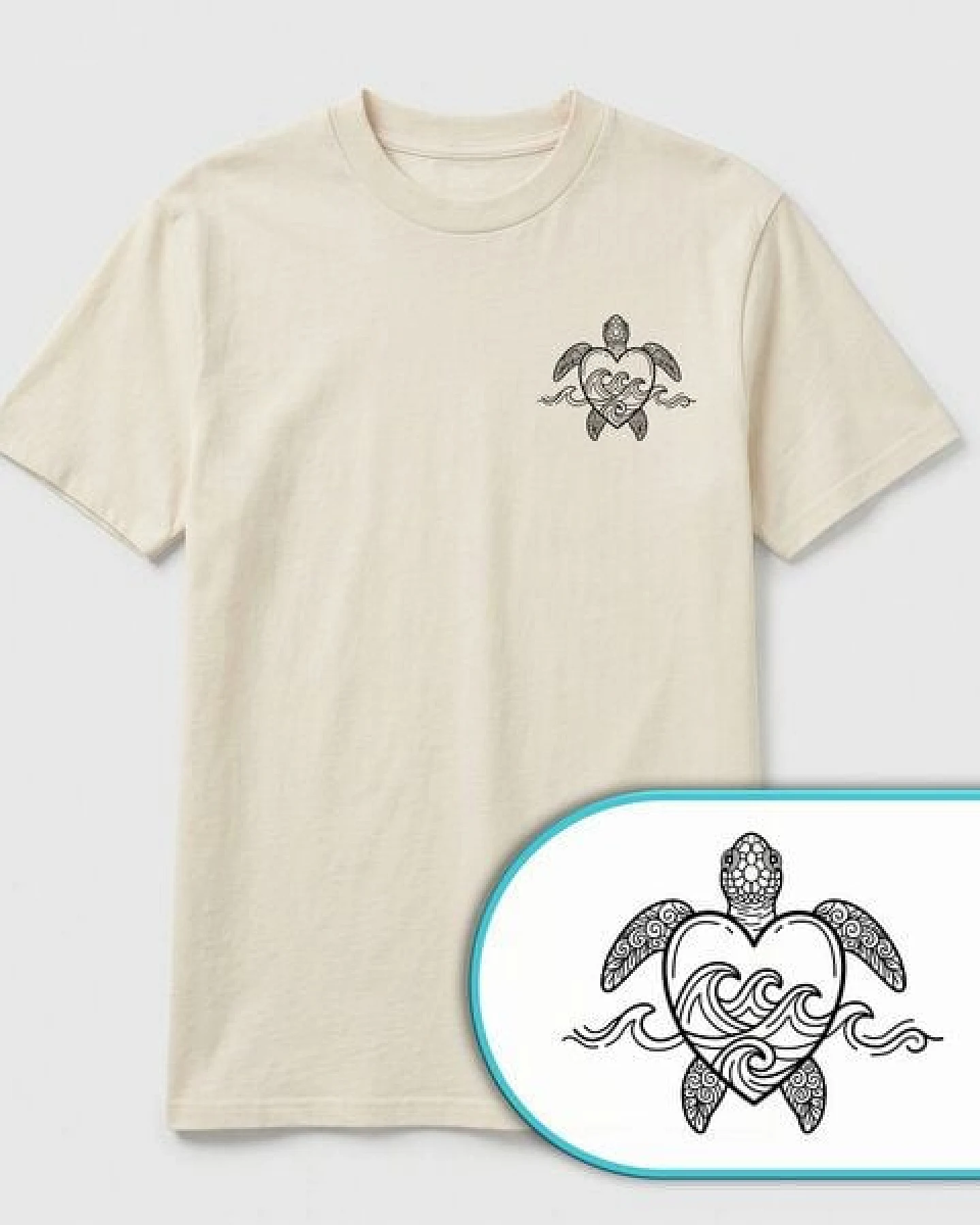 vis wear Schildkröte Herz - Turtle Surf - Ozean und Wellen - Pure Natural Bio Baumwolle Shirt – Ansicht 3