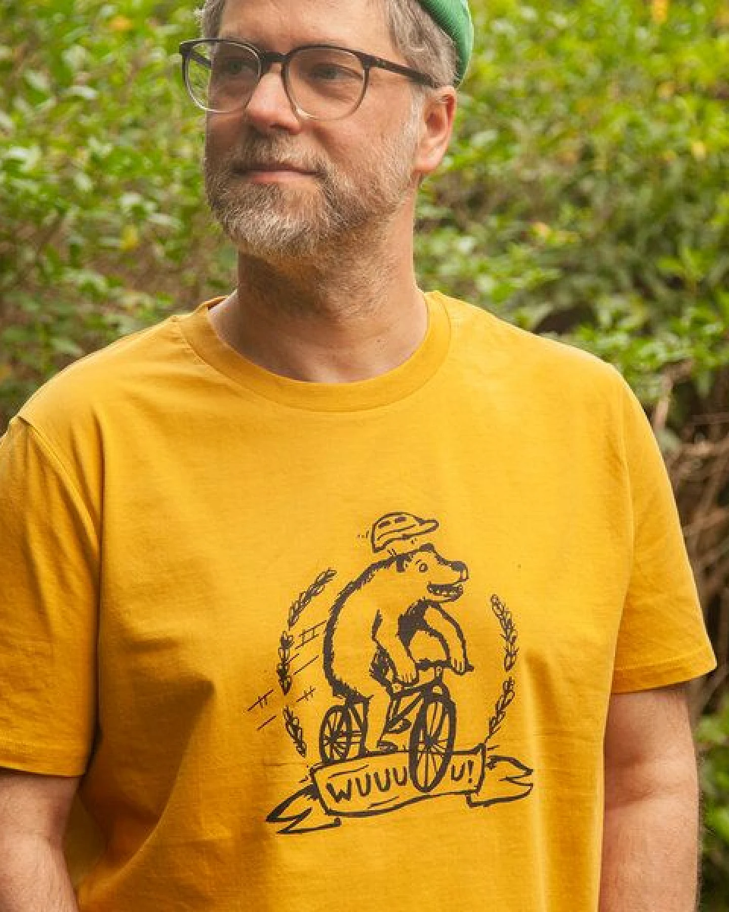 päfjes Wuuuu der Bär fährt Rad / Fahrrad - Fair Wear Männer Unisex Bio T-Shirt Siebdruck – Ansicht 2