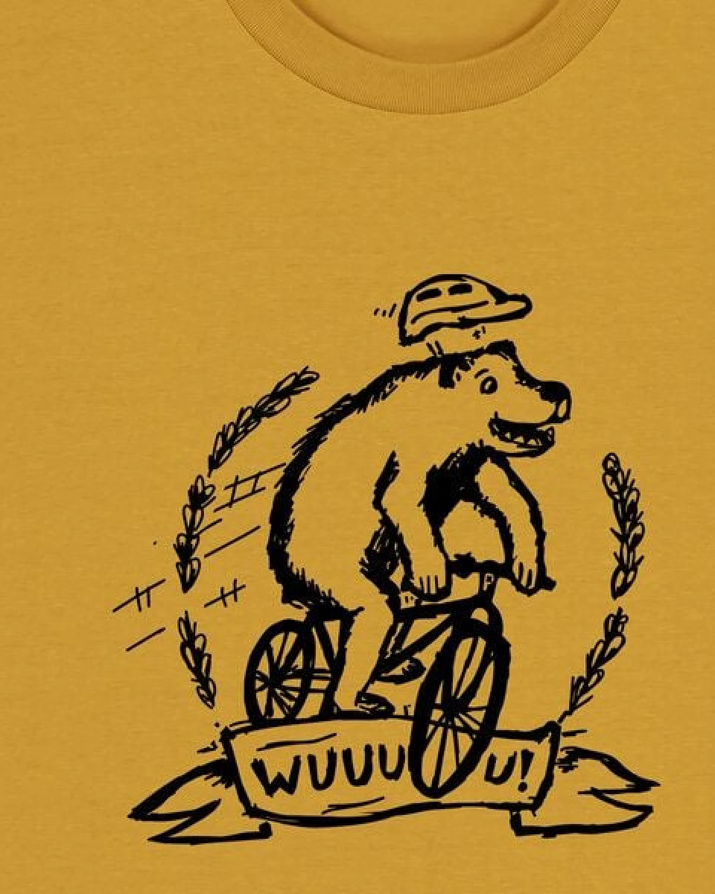 päfjes Wuuuu der Bär fährt Rad / Fahrrad - Fair Wear Männer Unisex Bio T-Shirt Siebdruck – Ansicht 3