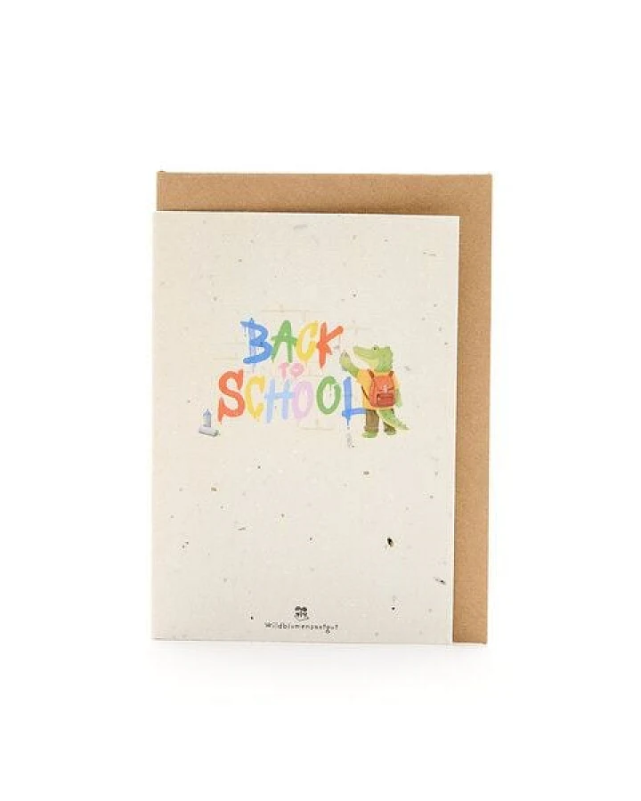Die Stadtgärtner Wachsende Grußkarte zum Schulanfang I Back to School Karte „Graffiti“ mit Saatpapier I Mit Wildblumen-Samen zum Einpflanzen I Grußkarte mit Umschlag I 10,5 x 14,8 cm (DIN A6) I Kreative Geschenkidee für Kinder, Schule & Schulalltag