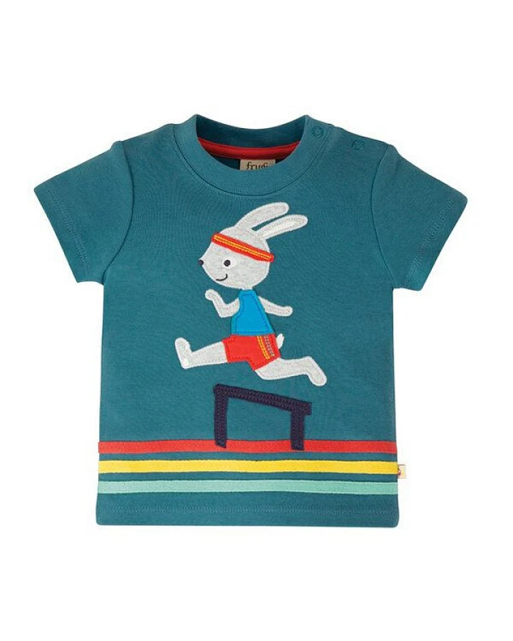 Frugi T-Shirt Little Bunny blau