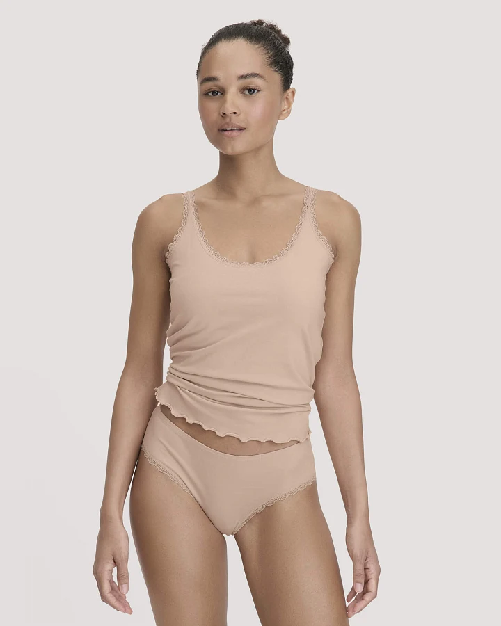 hessnatur Damen Panty Regular Cut COTTON FEEL LACE aus Bio-Baumwolle - rosa - Größe 34