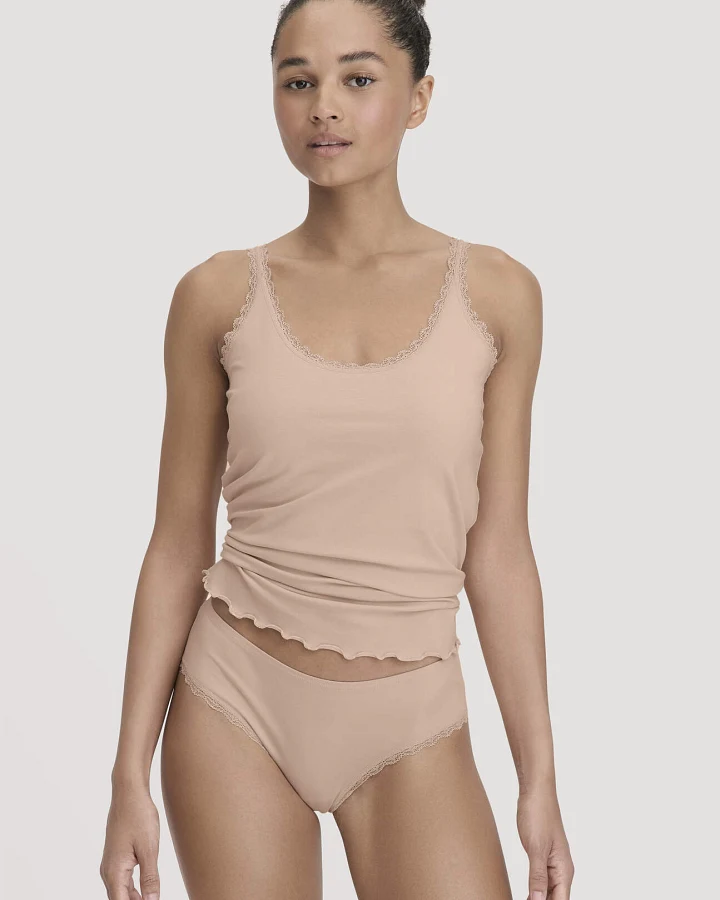 hessnatur Damen Panty Regular Cut COTTON FEEL LACE aus Bio-Baumwolle - rosa - Größe 34