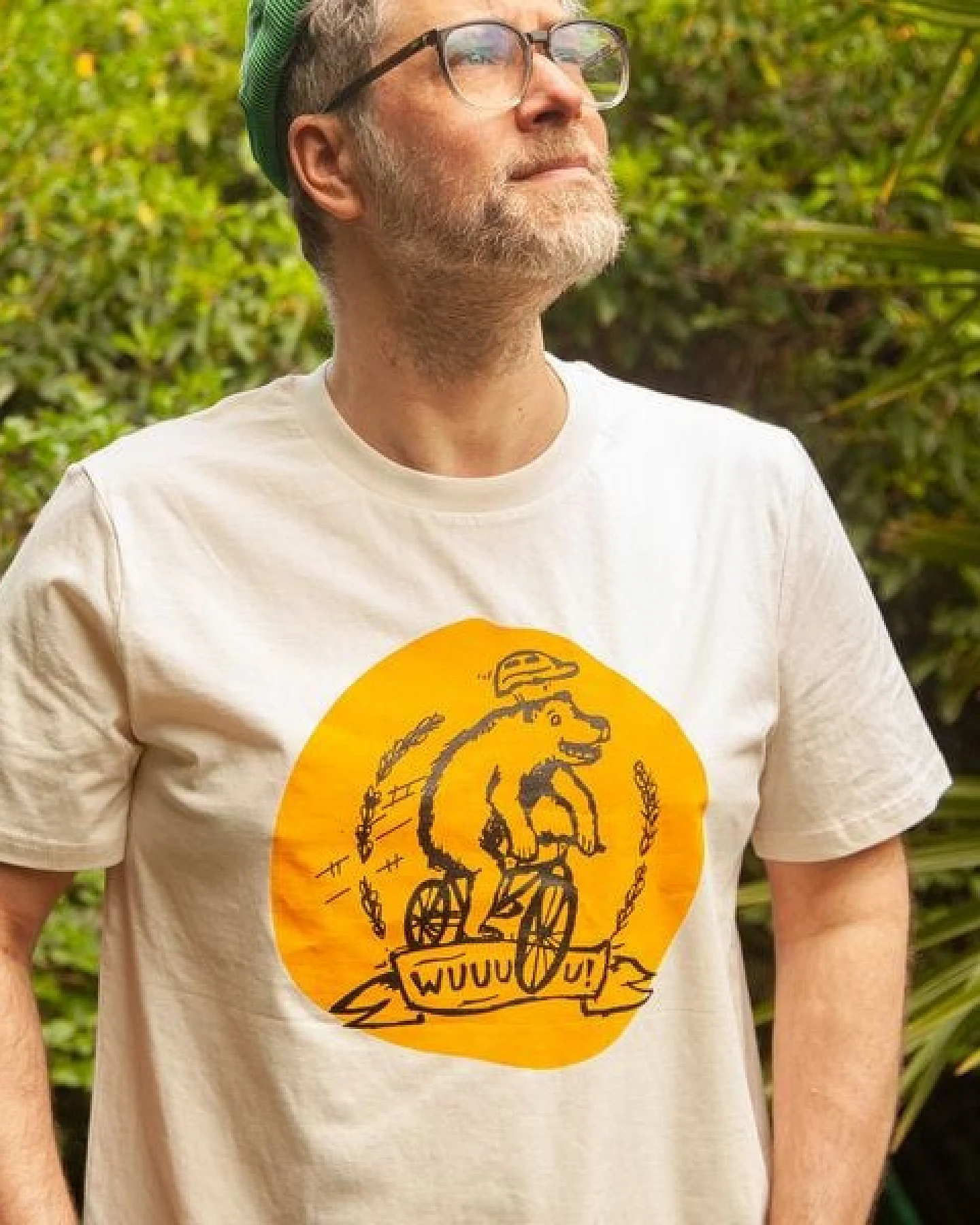 päfjes Wuuuu der Bär fährt Rad / Fahrrad - Fair Wear Männer Unisex Bio T-Shirt Siebdruck - 2c – Ansicht 2