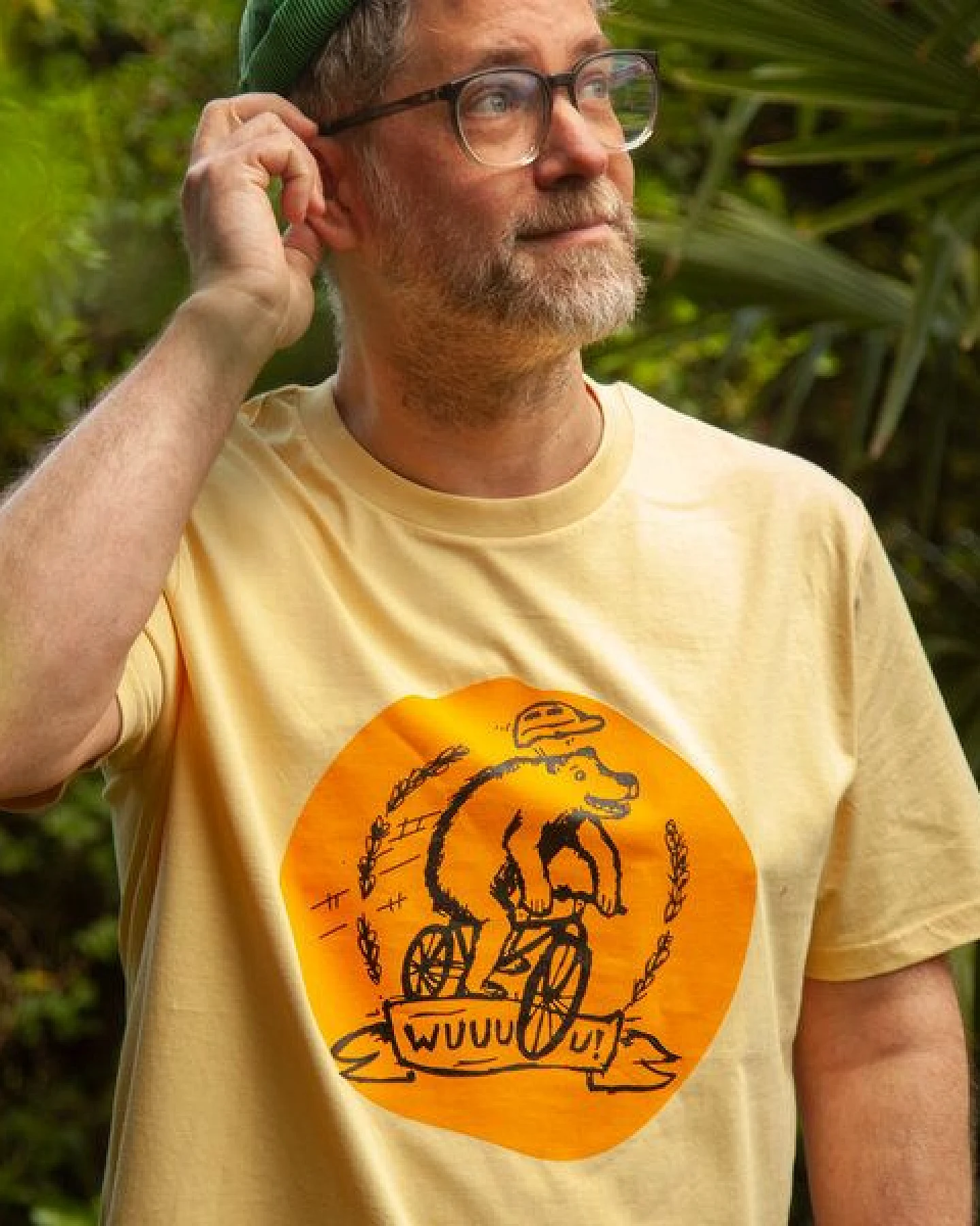 päfjes Wuuuu der Bär fährt Rad / Fahrrad - Fair Wear Männer Unisex Bio T-Shirt Siebdruck - 2c – Ansicht 2
