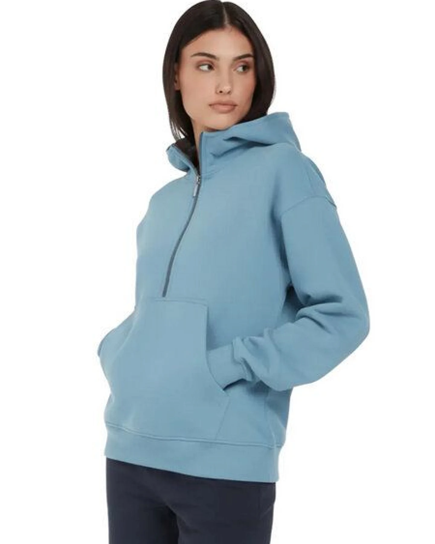 EarthPositive Damen Hoodie - Half Zip Suede - aus Bio-Baumwolle – Ansicht 3
