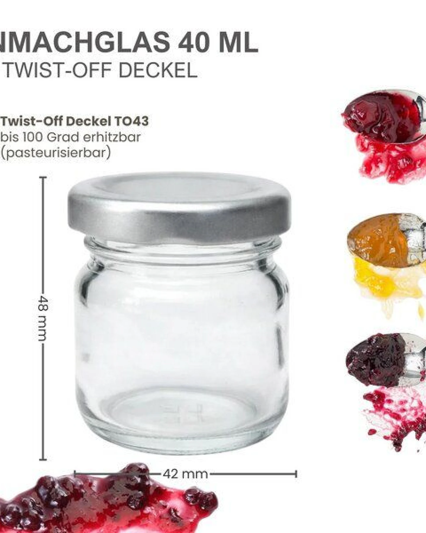 mikken 10 kleine Einmachgläser 40 ml mit Schraubdeckel verschiedene Farben – Ansicht 3
