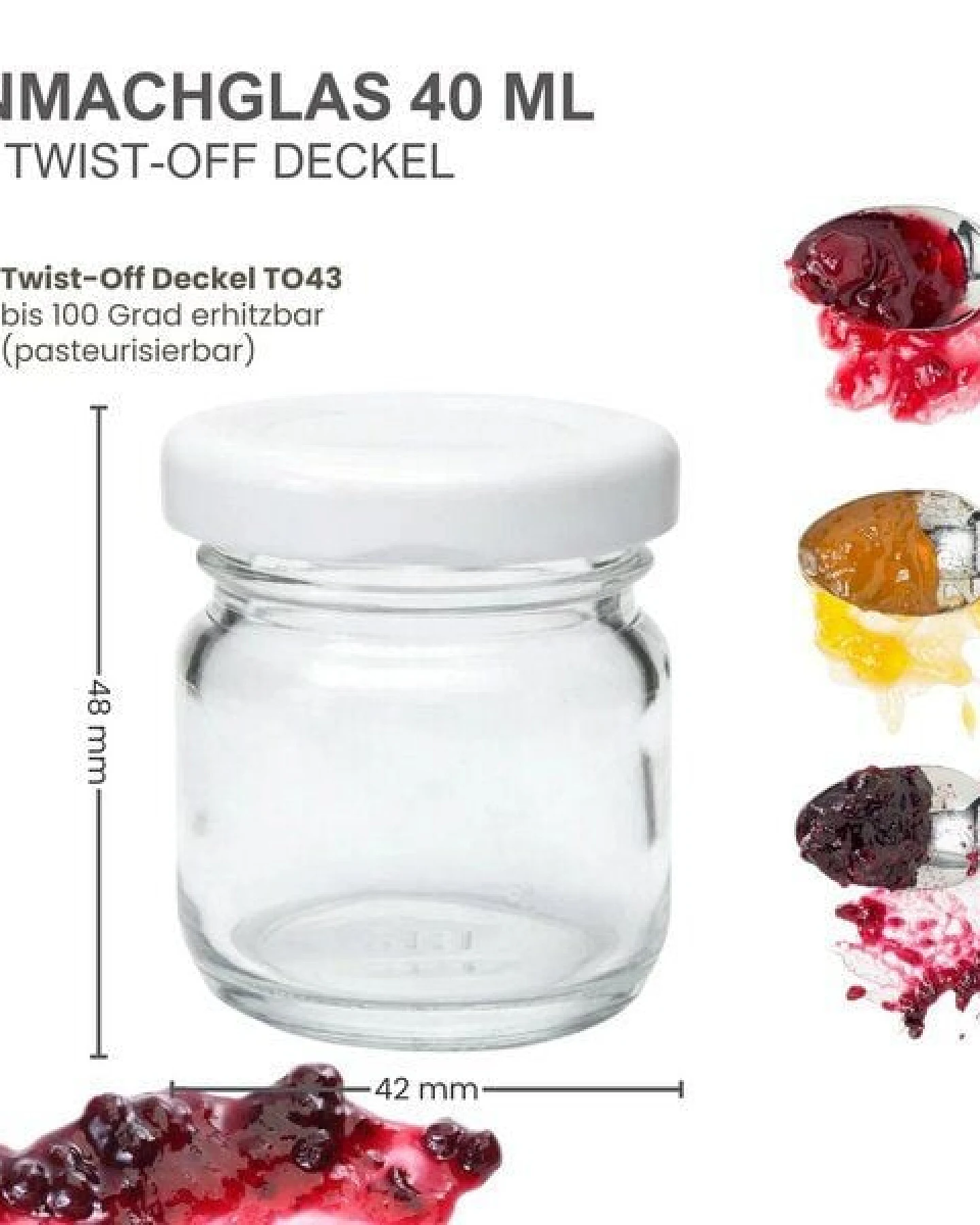 mikken 10 kleine Einmachgläser 40 ml mit Schraubdeckel verschiedene Farben – Ansicht 3