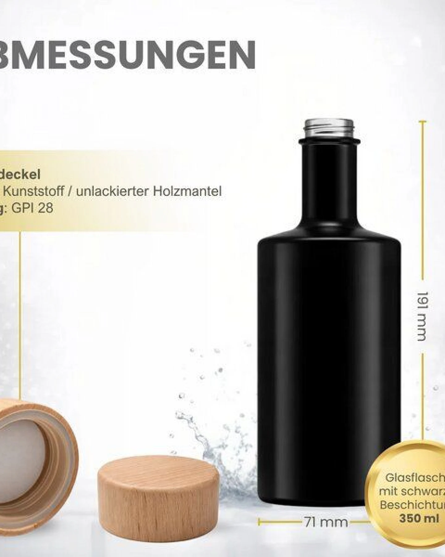 mikken Schwarze Glasflasche 200 – Ansicht 3