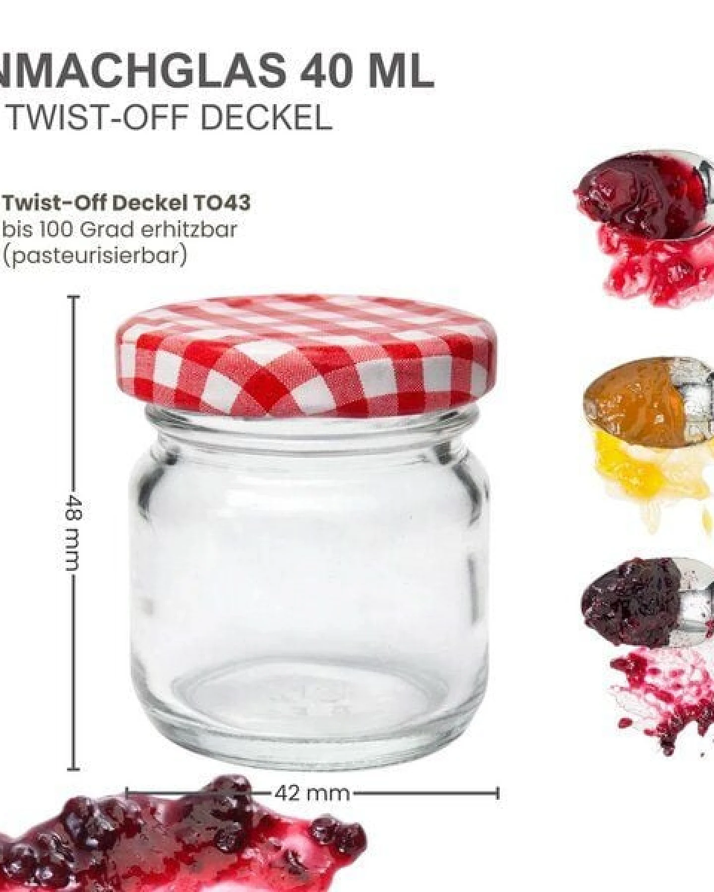 mikken 10 kleine Einmachgläser 40 ml mit Schraubdeckel verschiedene Farben – Ansicht 3