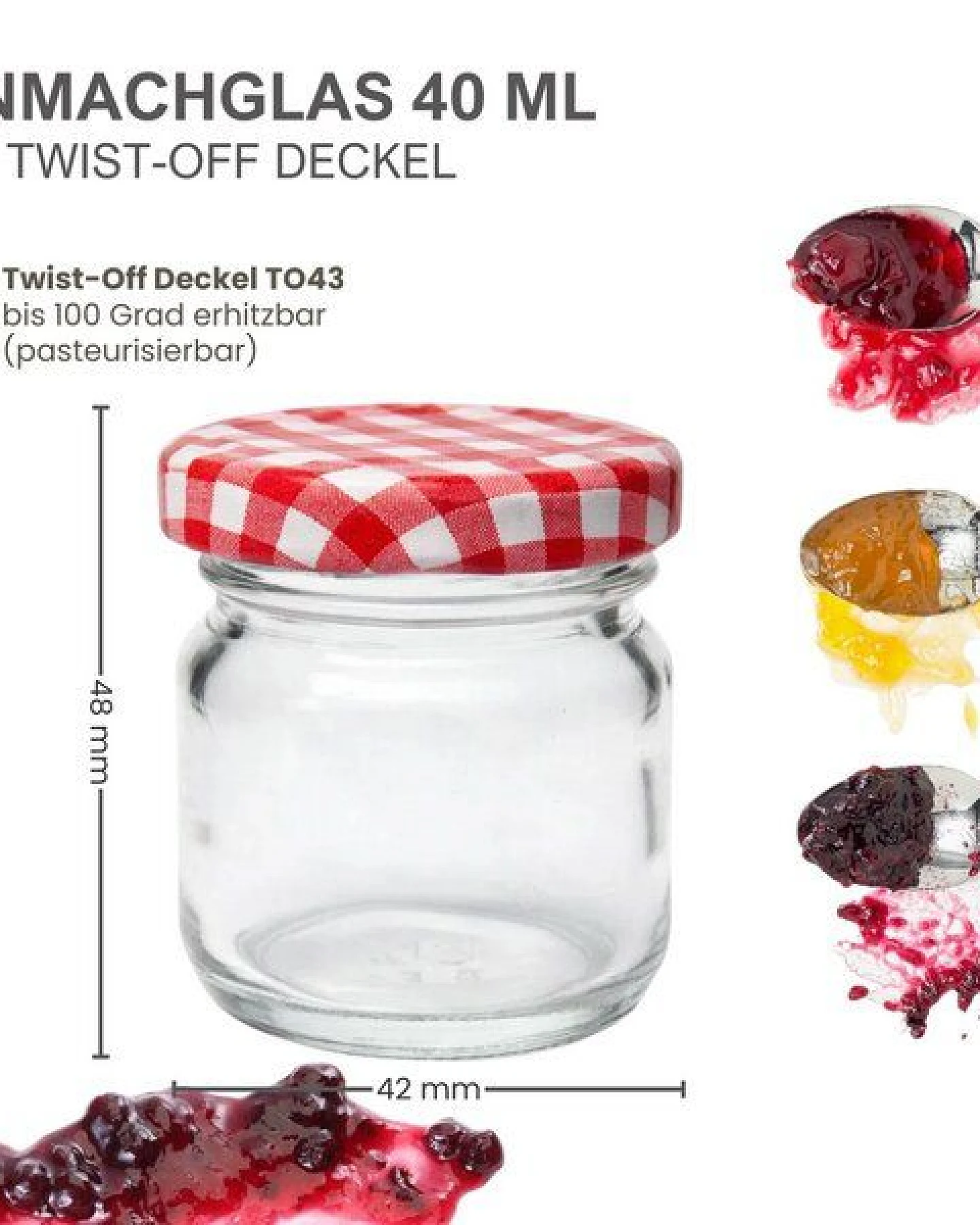 mikken 10 kleine Einmachgläser 40 ml mit Schraubdeckel verschiedene Farben – Ansicht 3