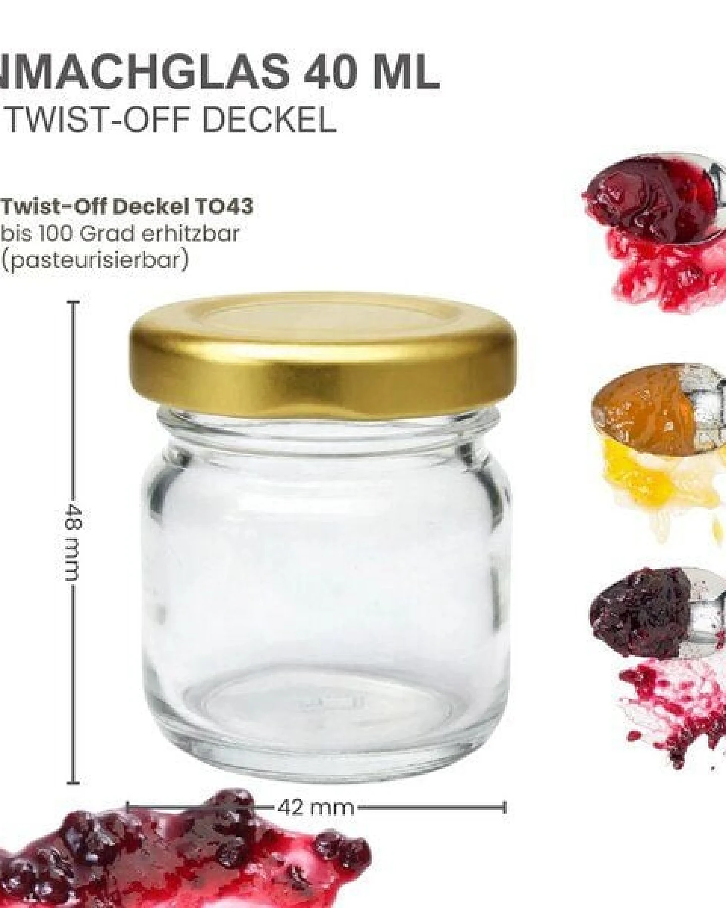 mikken 10 kleine Einmachgläser 40 ml mit Schraubdeckel verschiedene Farben – Ansicht 3