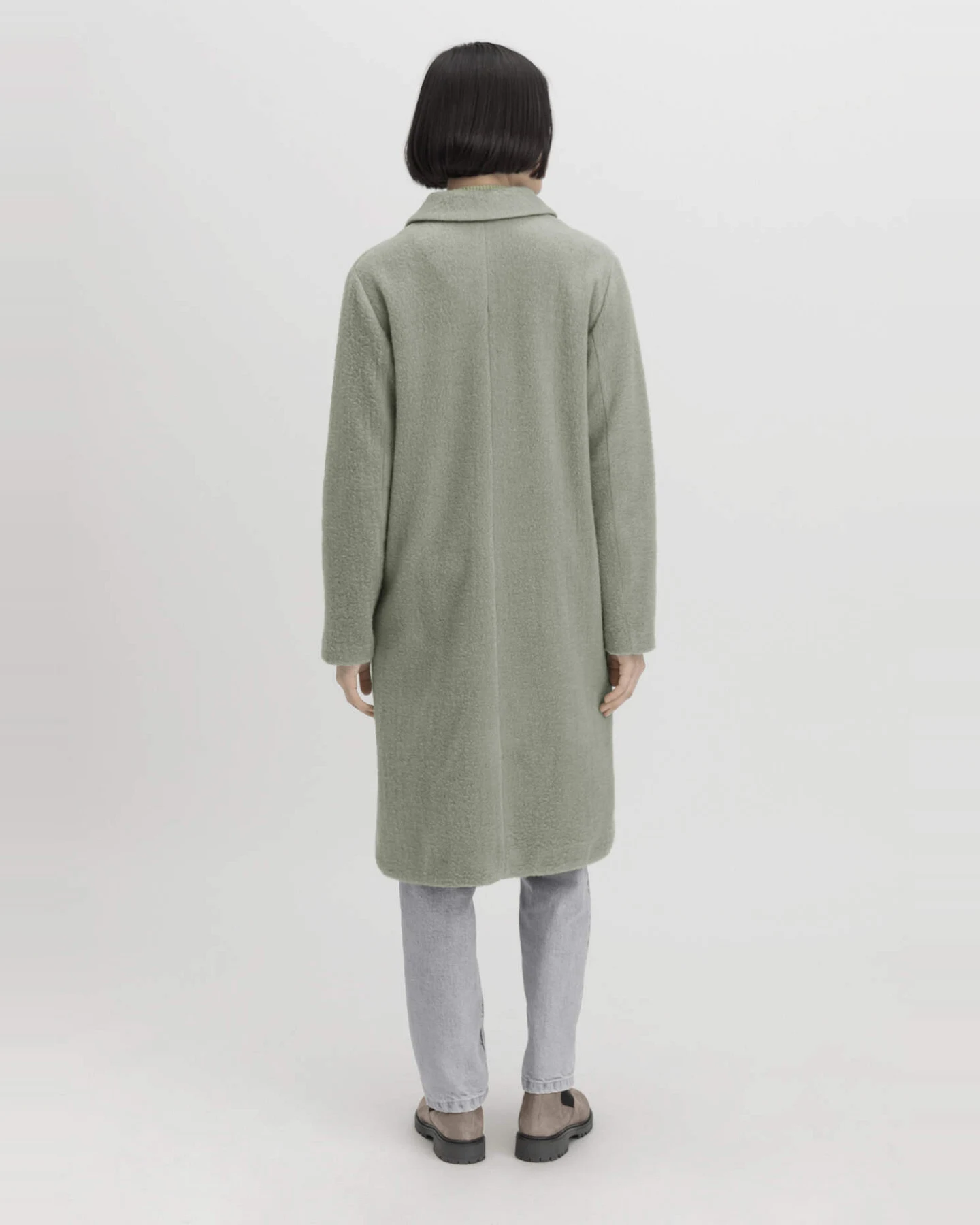 hessnatur Damen Wollfleece Mantel Regular aus Bio-Merinowolle mit Bio-Baumwolle - grün - Größe 42 – Ansicht 2