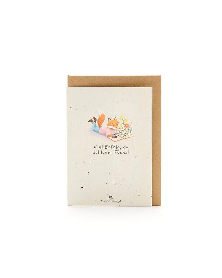 Die Stadtgärtner Wachsende Grußkarte zum Schulanfang I Back to School Karte „Fuchs“ mit Saatpapier I Mit Wildblumen-Samen zum Einpflanzen I Grußkarte mit Umschlag I 10,5 x 14,8 cm (DIN A6) I Kreative Geschenkidee für Kinder, Schule & Schulalltag