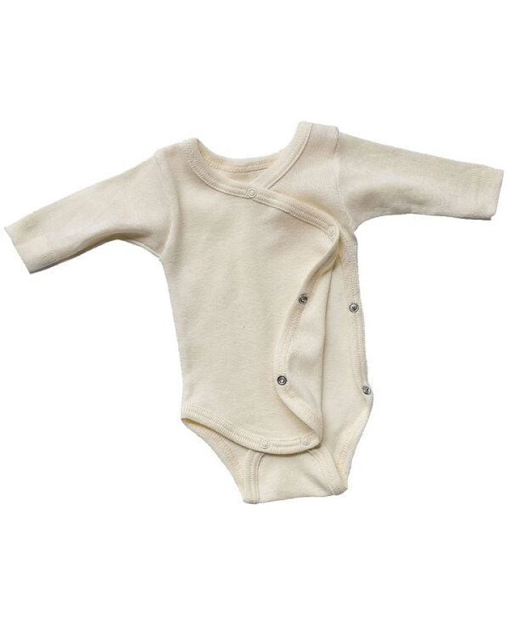 Engel natur Baby/Frühchen Wickelbody Langarm Bio-Schurwolle/Seide