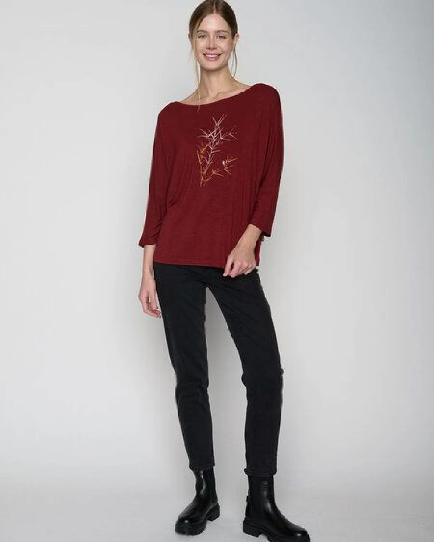 GREENBOMB Nature Bird Reed Simper - Gemütliches Longsleeve aus Viskose (LENZING ECOVERO) Mix / hochwertiger Print / Fair & Vegan – Ansicht 2