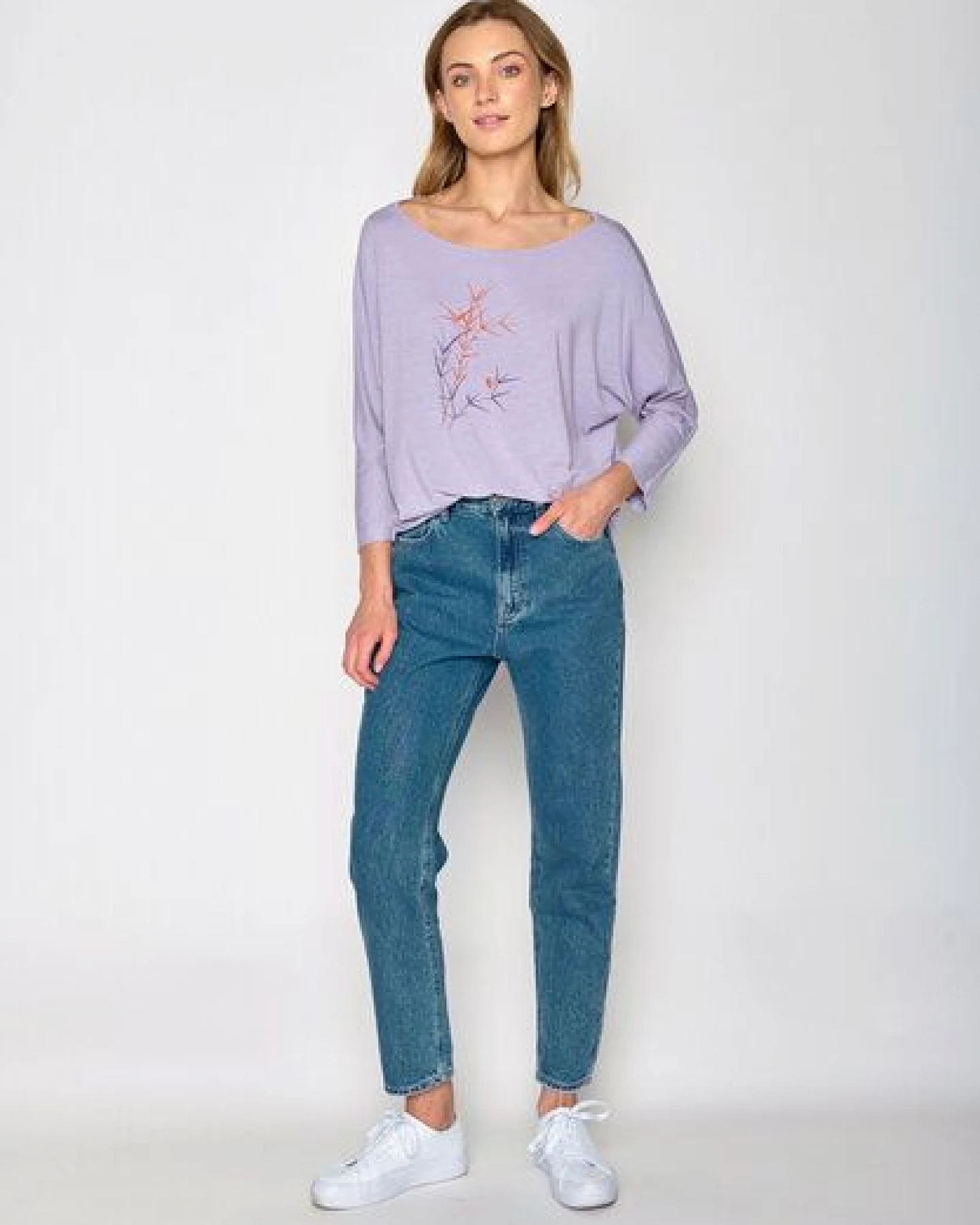GREENBOMB Nature Bird Reed Simper - Gemütliches Longsleeve aus Viskose (LENZING ECOVERO) Mix / hochwertiger Print / Fair & Vegan – Ansicht 2