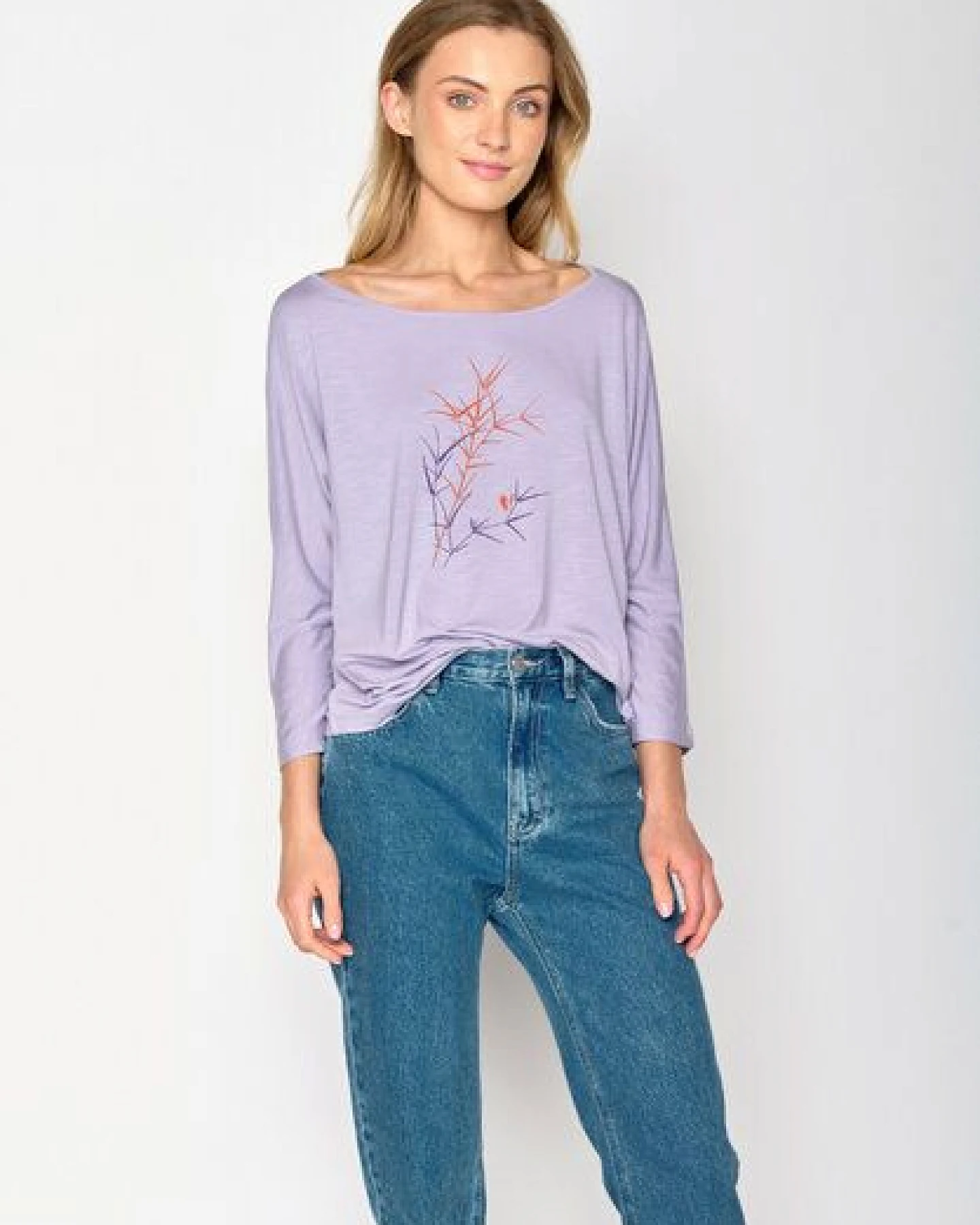 GREENBOMB Nature Bird Reed Simper - Gemütliches Longsleeve aus Viskose (LENZING ECOVERO) Mix / hochwertiger Print / Fair & Vegan – Ansicht 3