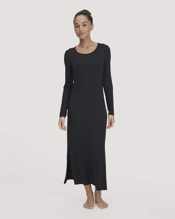 hessnatur Damen Nachthemd PURE FLOW aus TENCEL™ Modal - schwarz - Größe 34