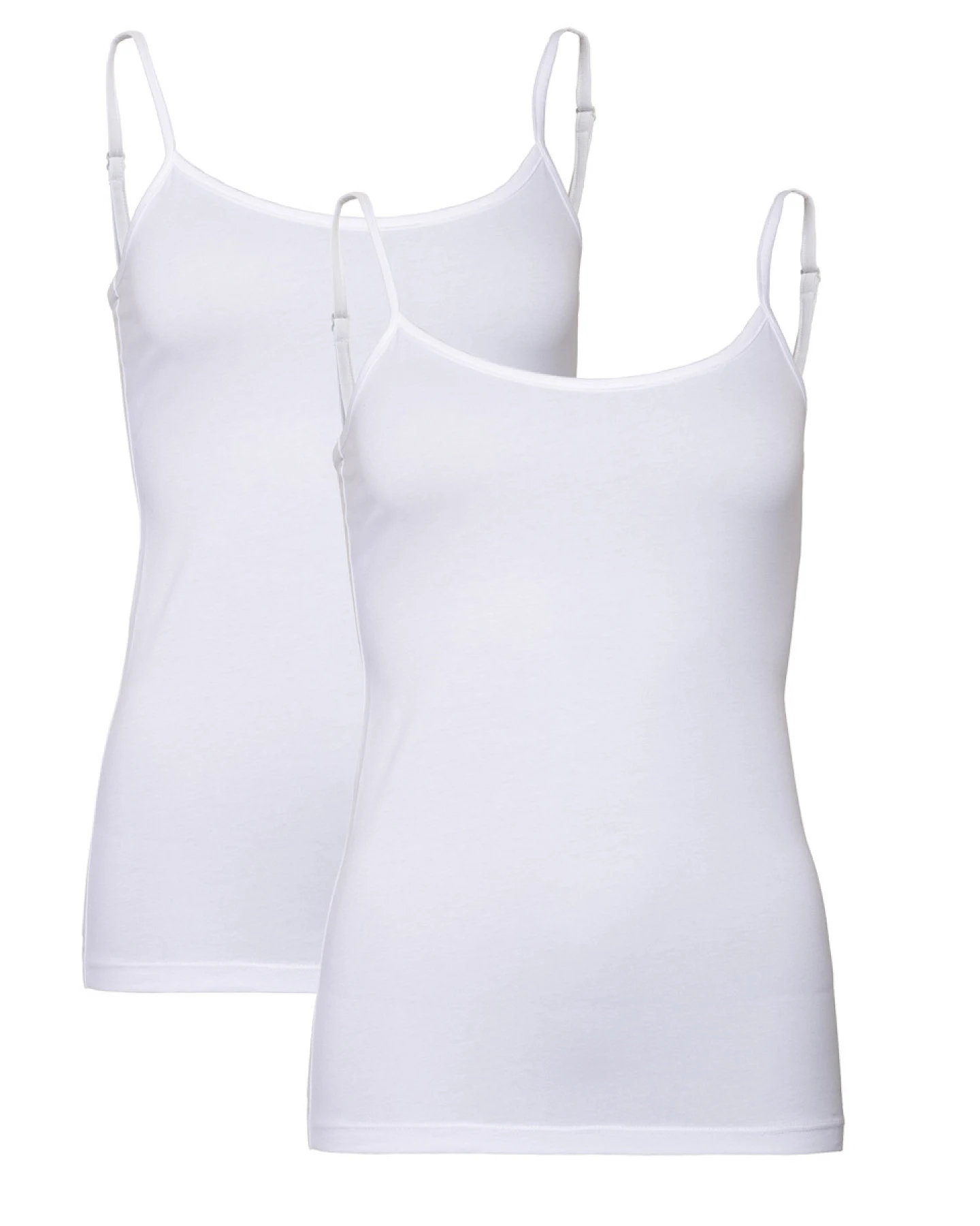 Damen Spaghettiträger-Top, 2er Pack Weiß – Ansicht 2