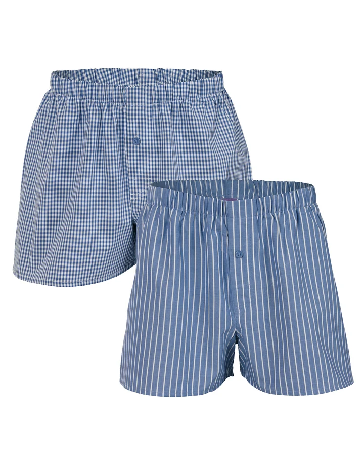 Herren Boxer-Shorts, 2er-Pack Blau