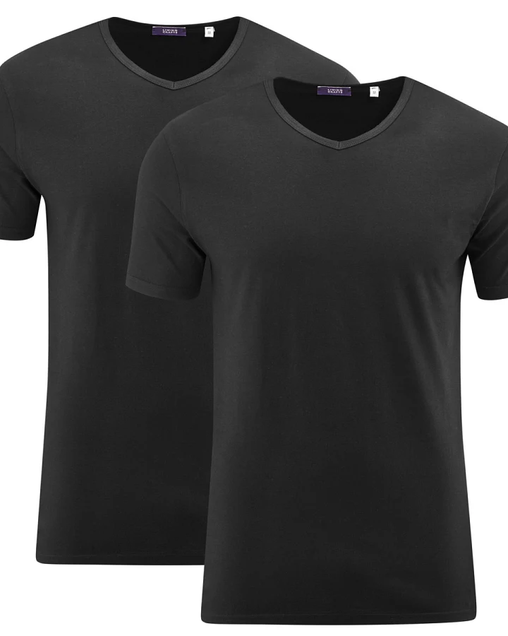 Herren T-Shirt, 2er-Pack Schwarz