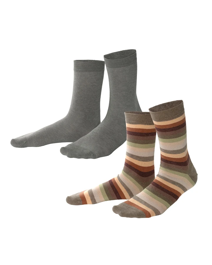 Unisex Socken, 2er Pack Gestreift