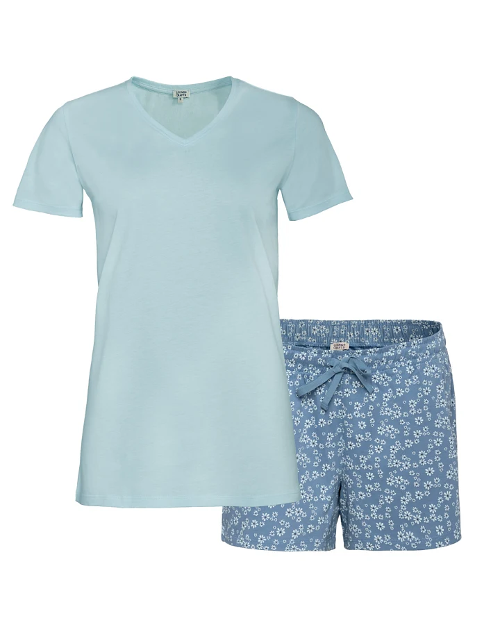 Damen Pyjama-Shorts, Set Blau