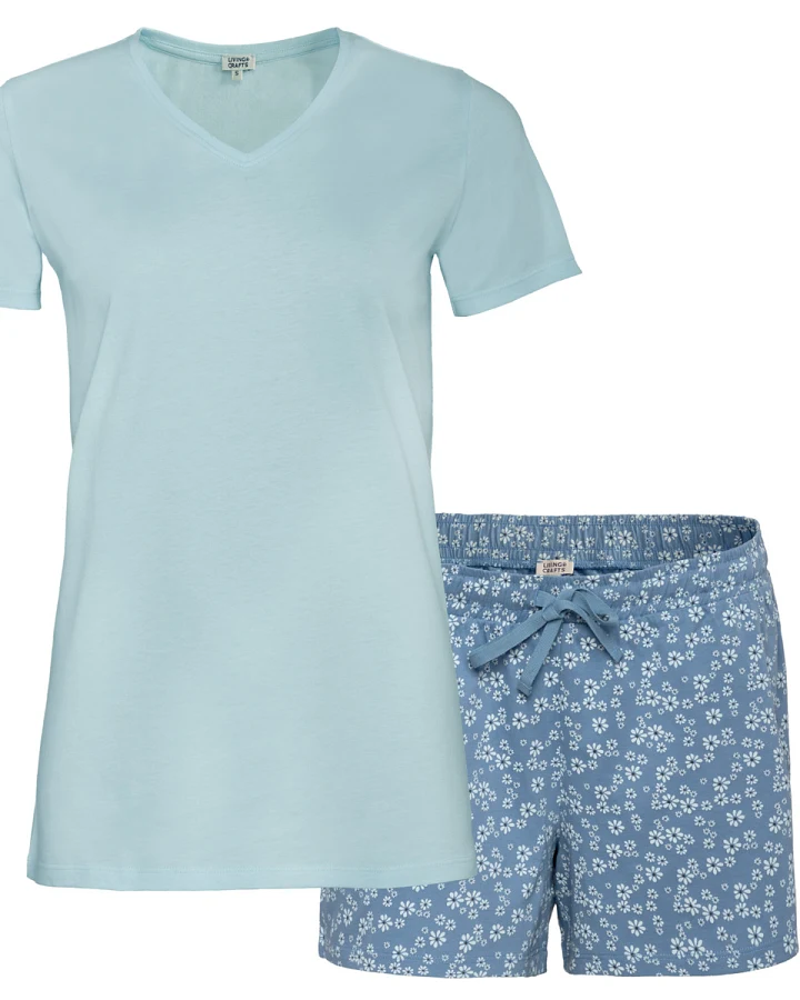 Damen Pyjama-Shorts, Set Blau