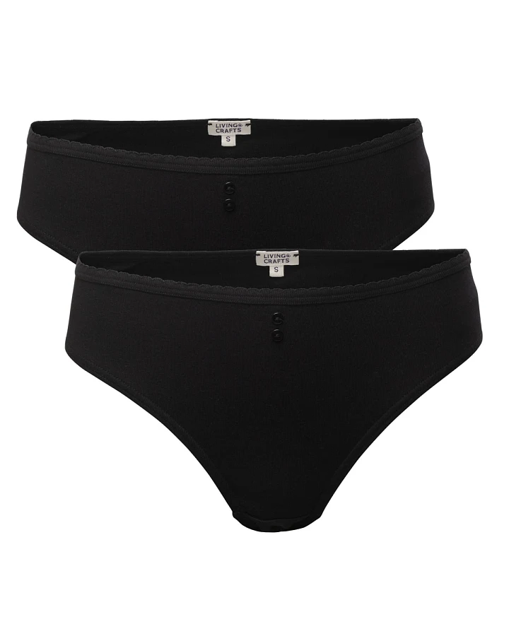 Damen Slip, 2er-Pack Schwarz