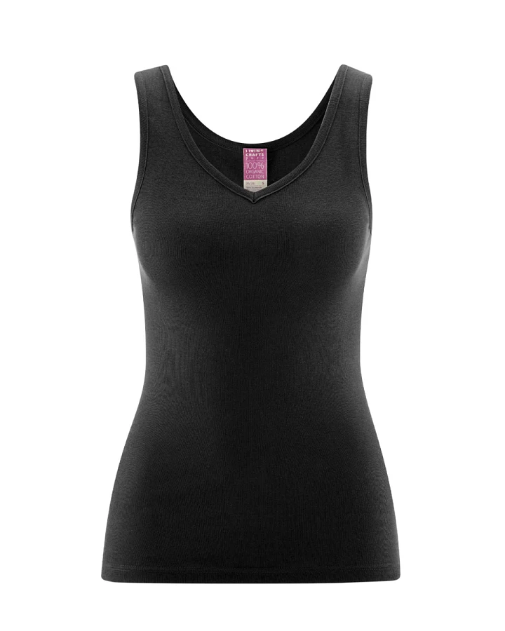 Produktseite: Damen V-Neck-Trägertop Schwarz