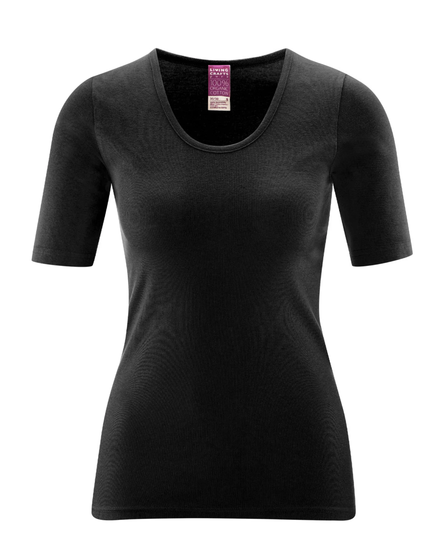 Damen Kurzarm-Shirt Schwarz – Ansicht 2