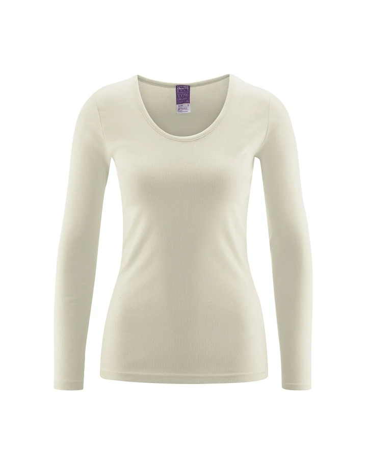 Damen Langarm-Unterhemd Beige