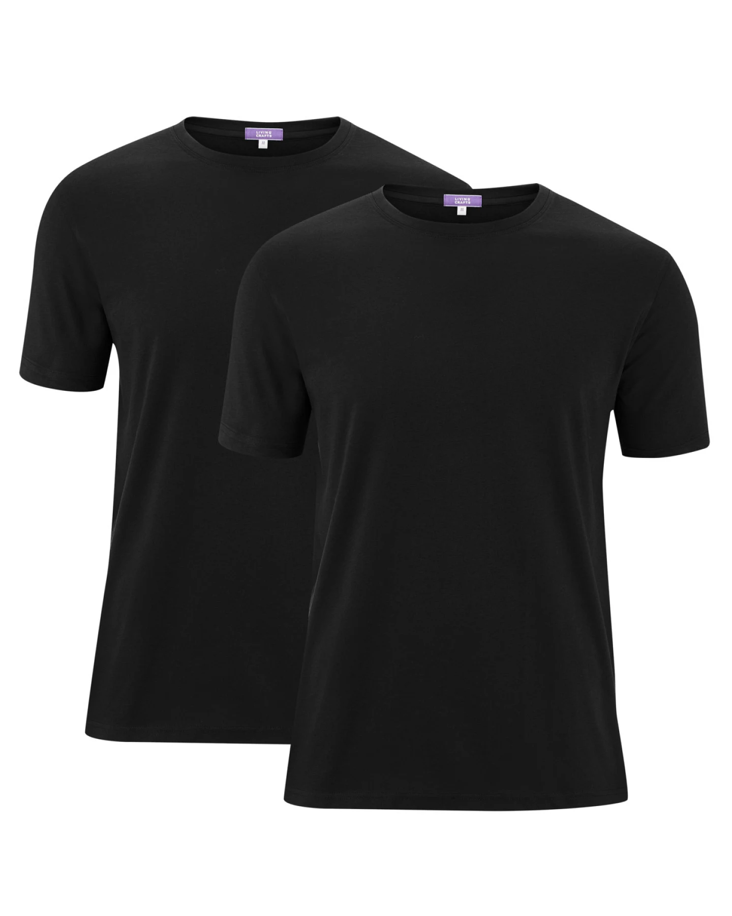 Herren T-Shirt, 2er-Pack Schwarz – Ansicht 2