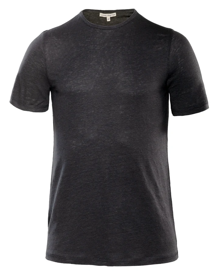 Herren Leinen T-Shirt Schwarz