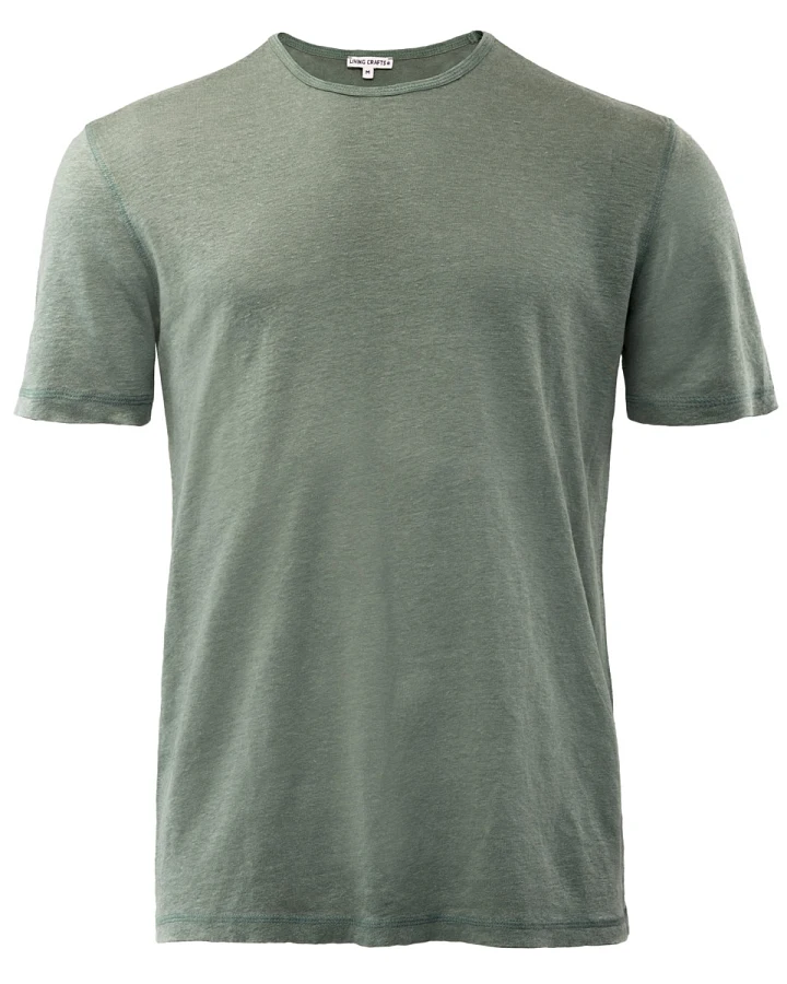 Herren Leinen T-Shirt Grün