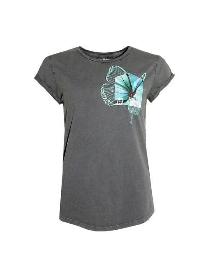 FÄDD Damen T-Shirt Rundhals aus Bio-Baumwolle "Butterfliege BT" Grau