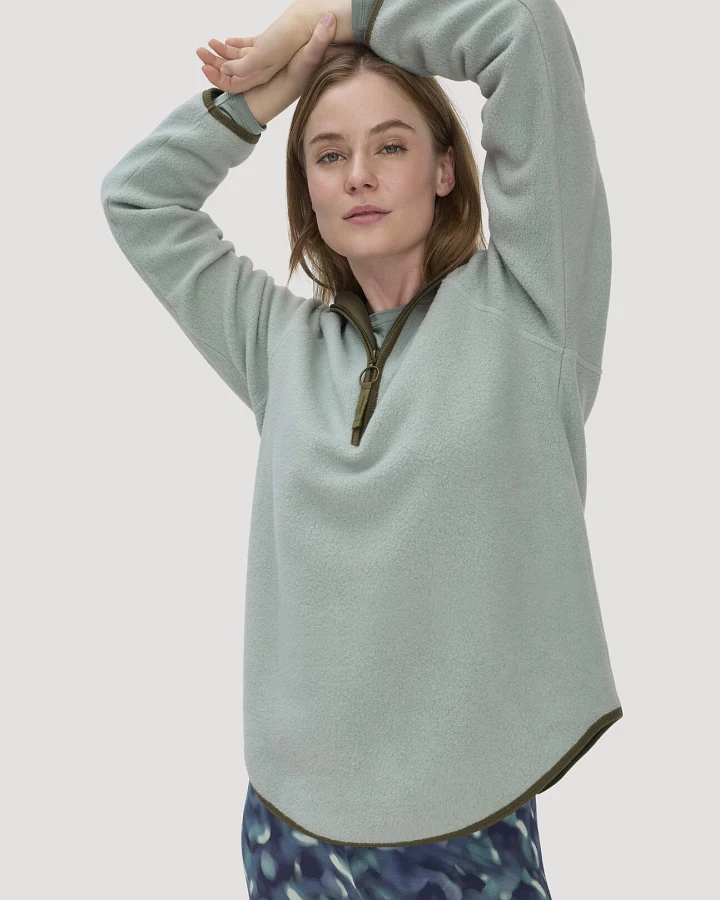 hessnatur Loungewear Fleece Hoodie Relaxed ACTIVE LIGHT aus Bio-Baumwolle - grün - Größe M