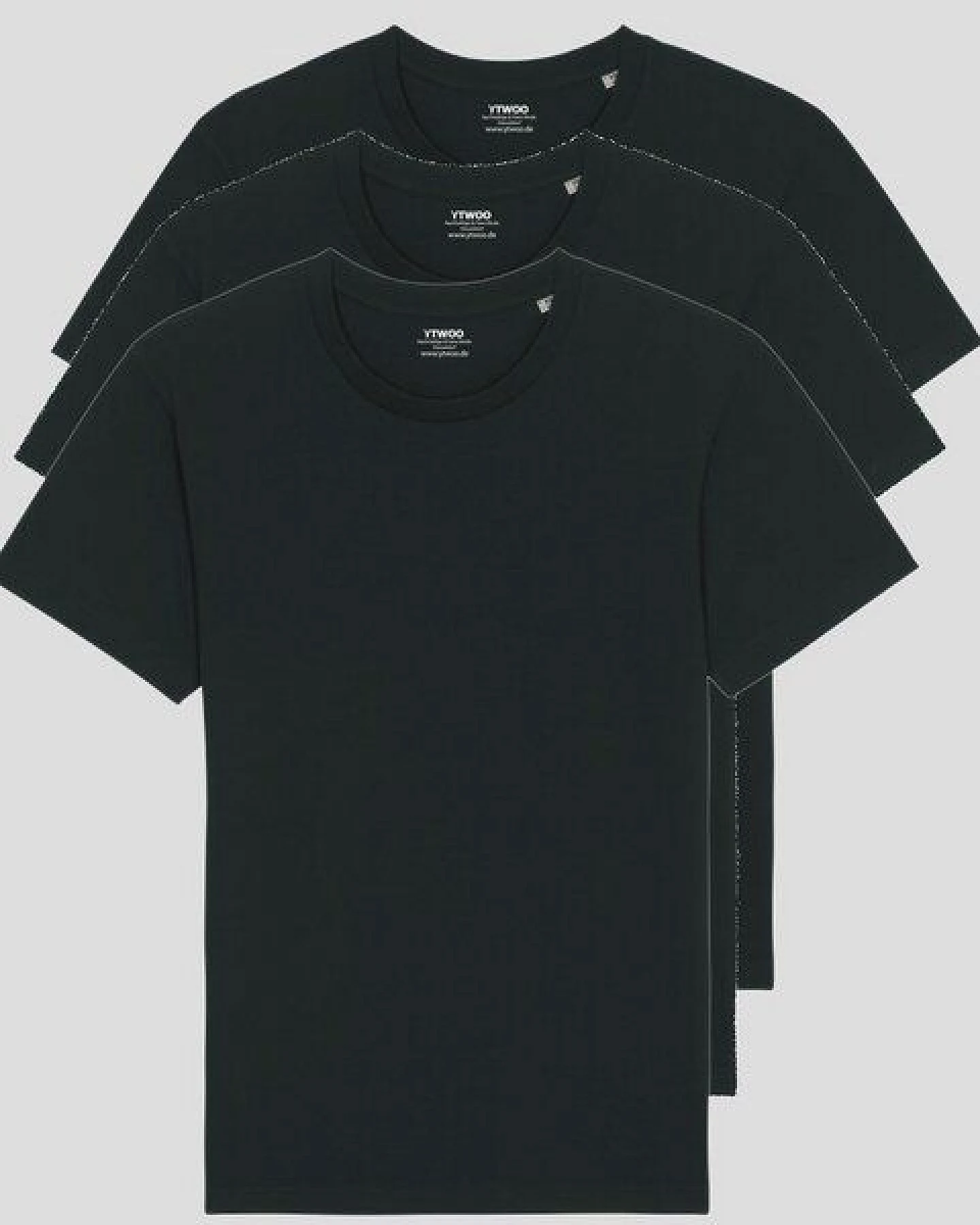 YTWOO 3er Pack Basic Unisex T-Shirt aus Bio Baumwolle – Ansicht 2
