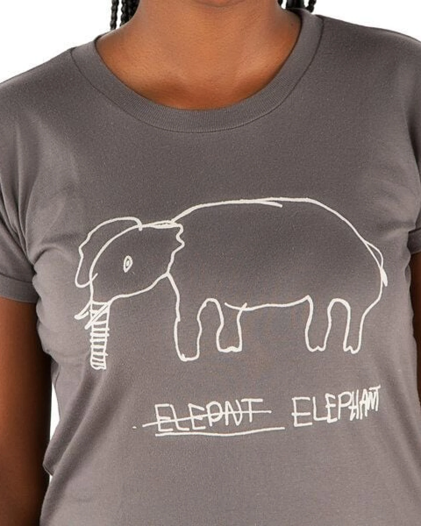 Kipepeo-Clothing Damen T-Shirt aus Bio-Baumwolle „Elephant“ Dunkelgrau – Ansicht 3