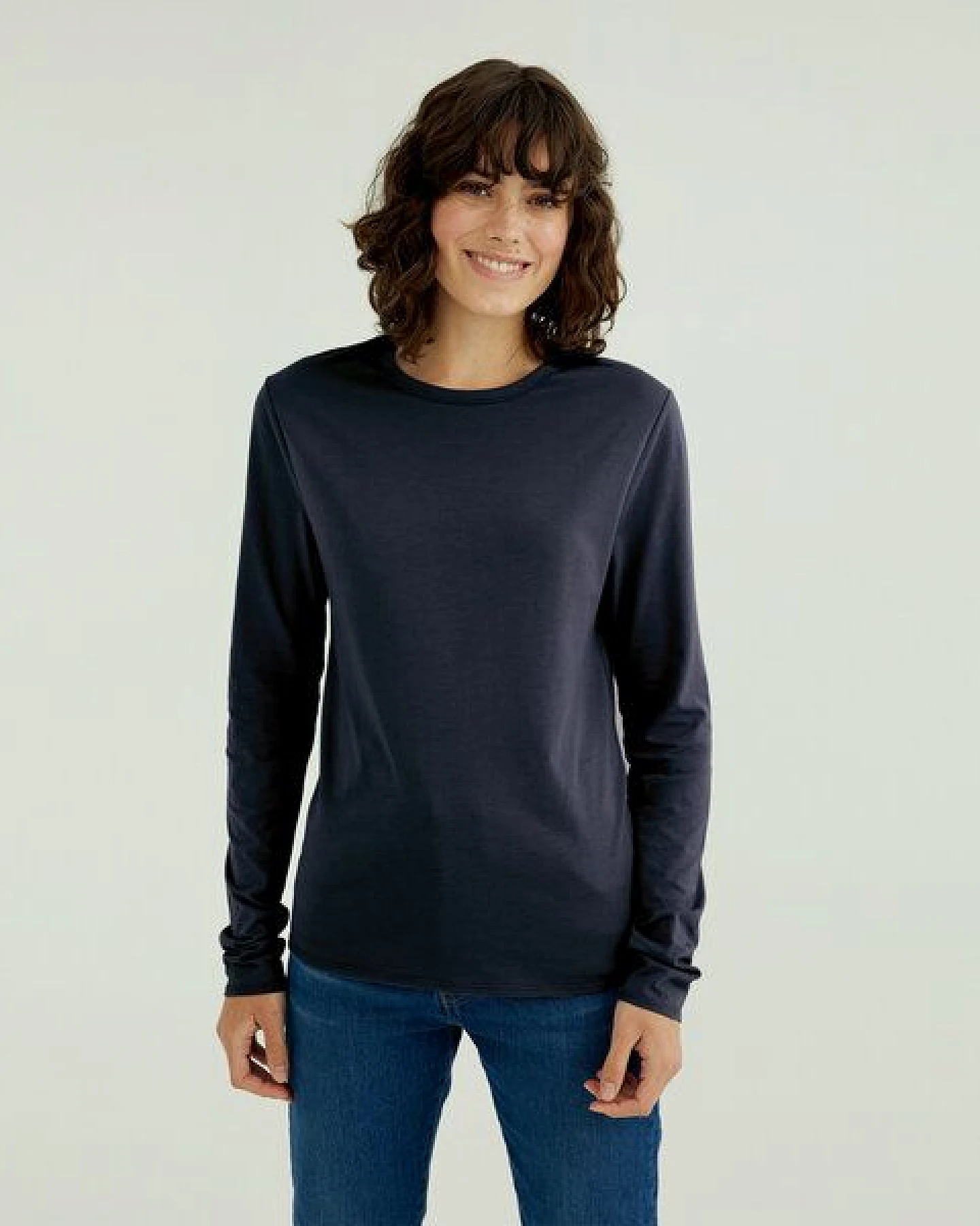 d'Els Mira Damen Rundhals-Neck Langarm T-Shirt aus Single Jersey Bio Baumwolle – Ansicht 2