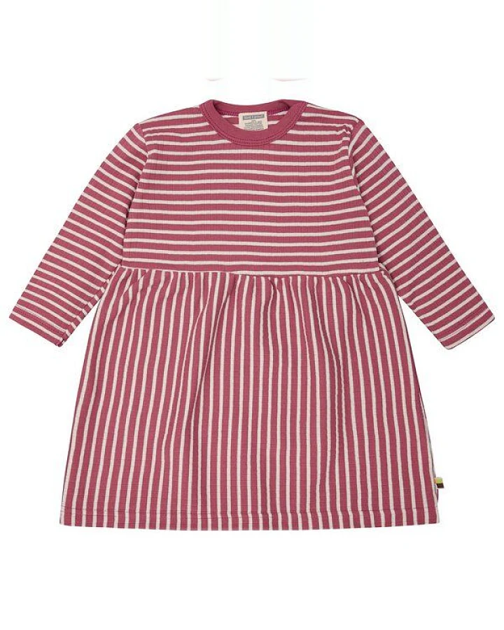 loud + proud Babys & Kinder Kleid langarm gestreift mit Rippe, GOTS-zertifiziert
