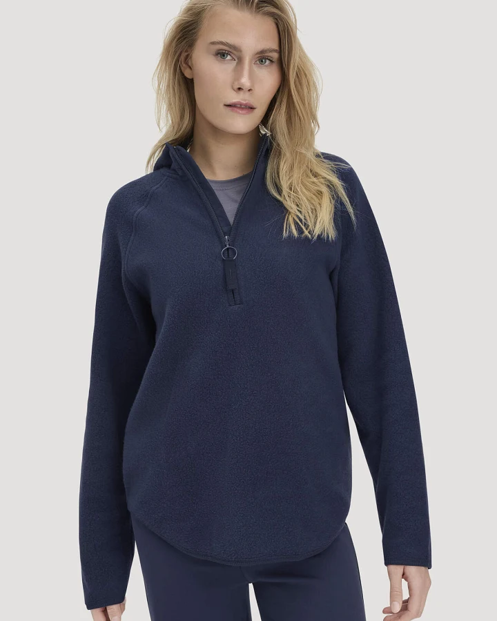 hessnatur Loungewear Fleece Hoodie Relaxed ACTIVE LIGHT aus Bio-Baumwolle - blau - Größe L