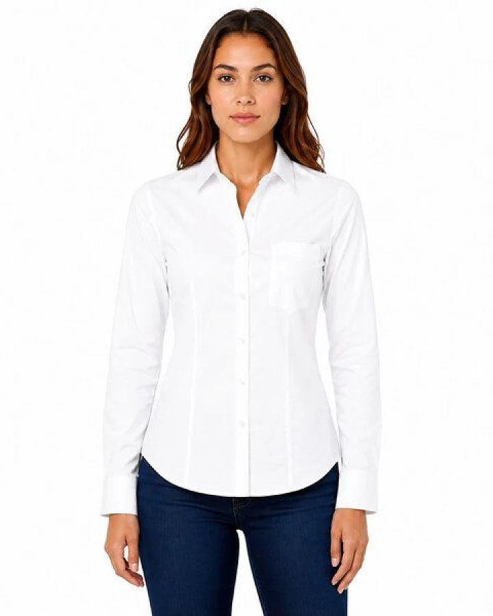 Bruno Barella Premium Damen Business Hemdbluse aus ägäischer Bio-Baumwolle – Regular Fit mit Brusttasche