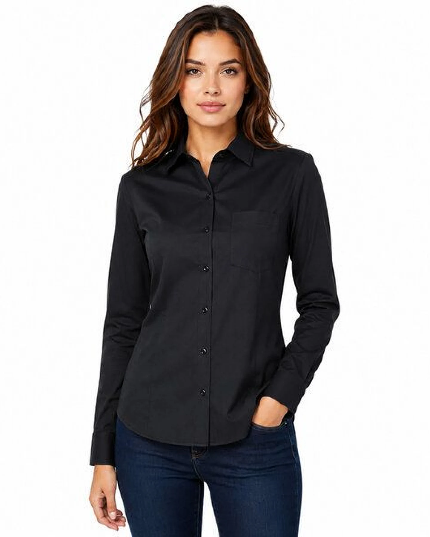 Bruno Barella Premium Damen Business Hemdbluse aus ägäischer Bio-Baumwolle – Regular Fit mit Brusttasche – Ansicht 2