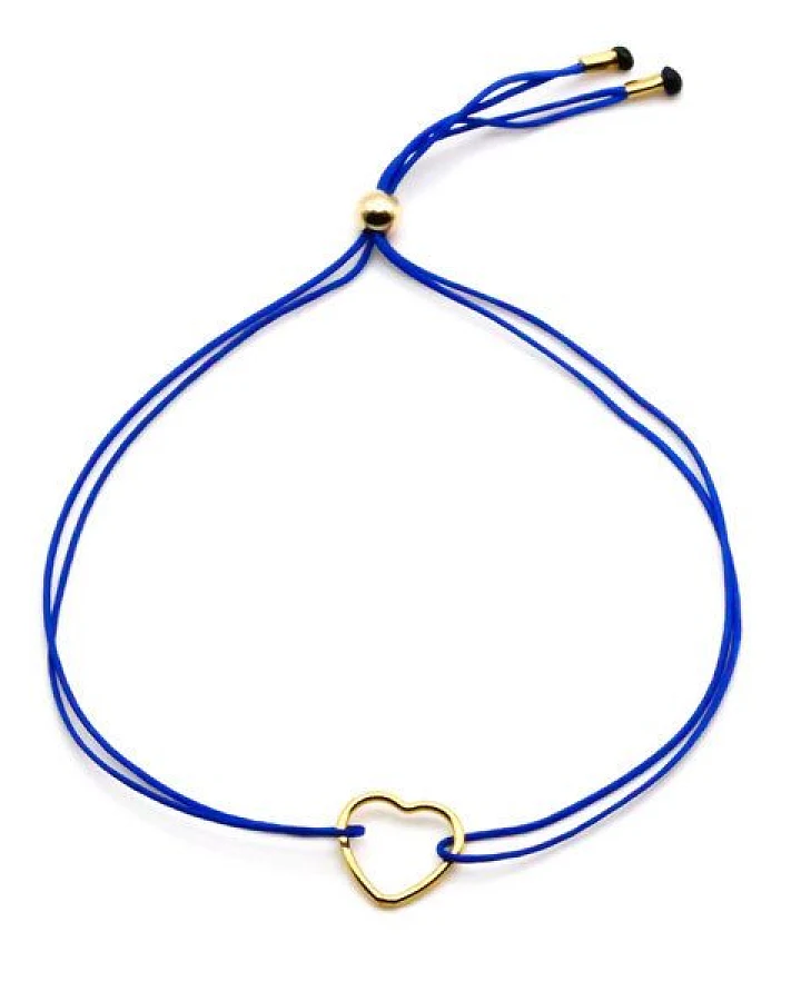 juni Stoffarmbändchen mit Herz und verstellbarer Schiebeperle aus recyceltem Gold - mehrere Farben