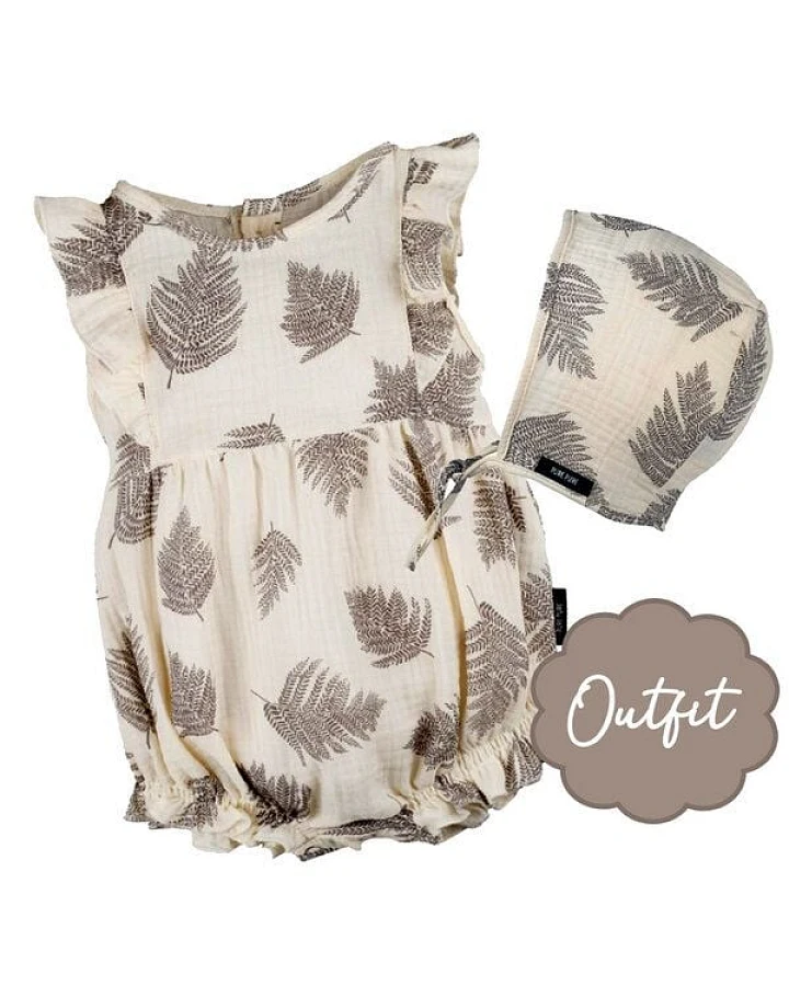 Pure pure by Bauer Outfit Spielanzug und Babymütze ecru-floral