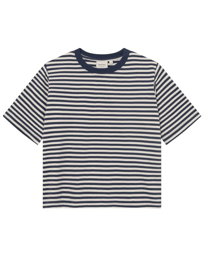 DEDICATED - Women's T-Shirt Vadstena Stripes - T-Shirt Gr M grau