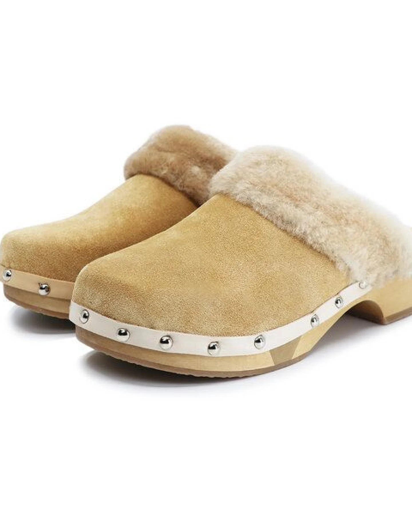 CLARA - flexible Sohle mit kuscheligem Fellrand - Premium Holz Clogs von me&myClogs - low heel – Ansicht 2
