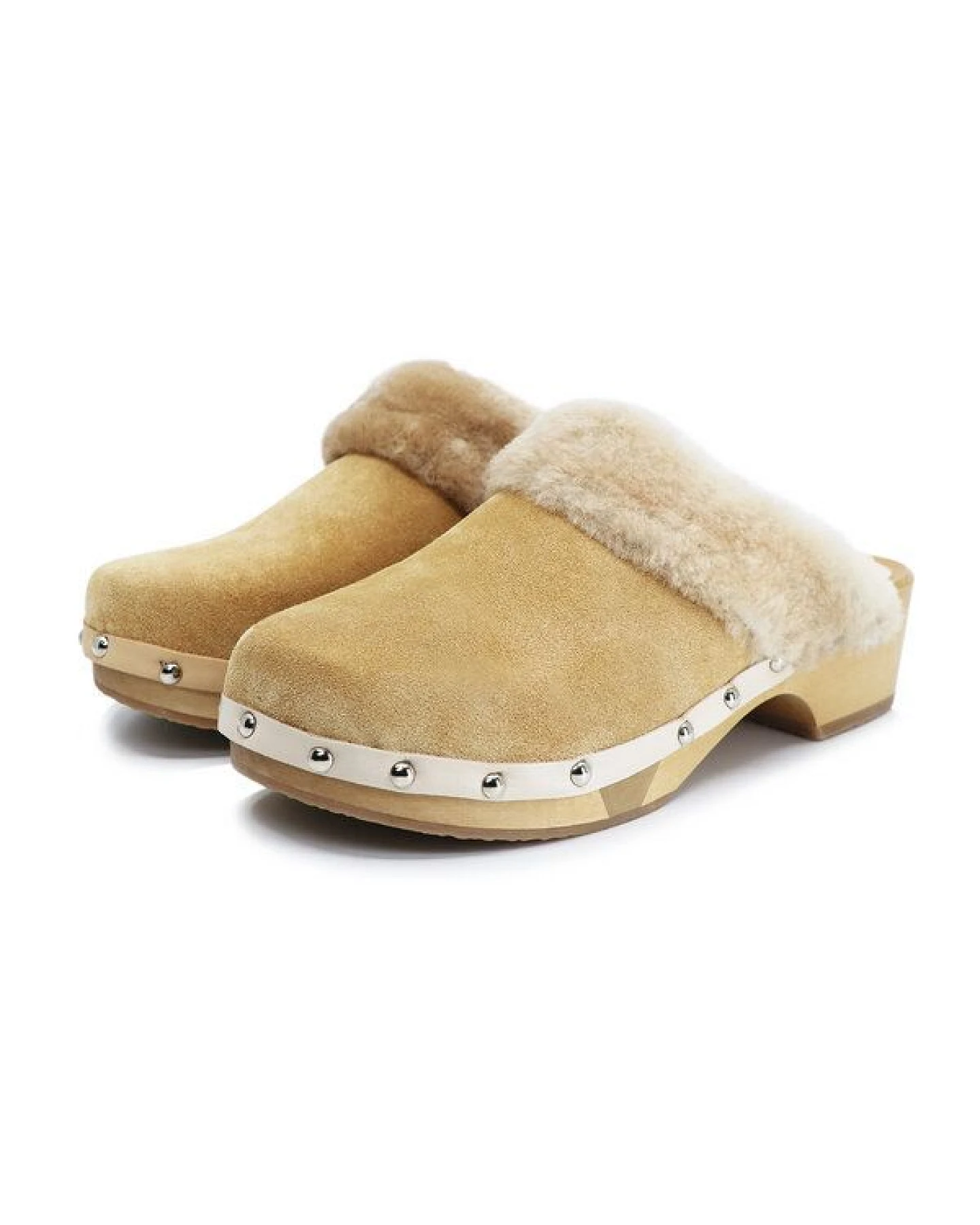 CLARA - flexible Sohle mit kuscheligem Fellrand - Premium Holz Clogs von me&myClogs - low heel – Ansicht 2